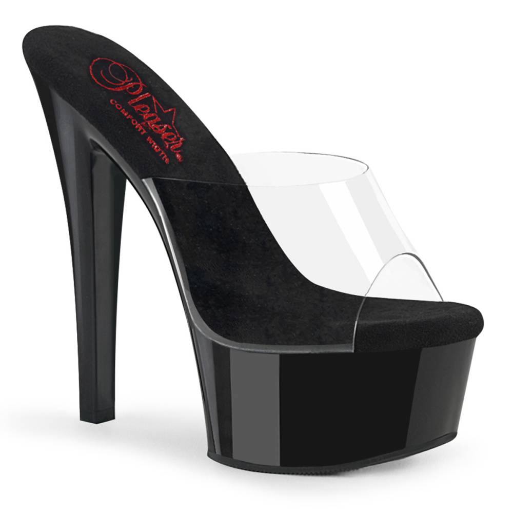 Pleaser - GLEAM601 Mules with heel - Black/Black Product image